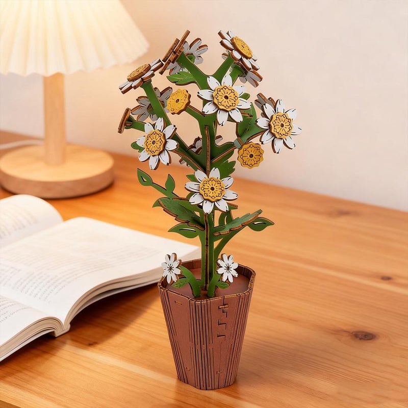 3D Flower Wooden Puzzles for Adults,DIY Wooden Flowers Model Kit Building Set Crafts for Adults to Build,Home Decoration and Valentine's Day Toy Gift Set for Women Mom Christmas,Birthday,Valentine's - Image 4